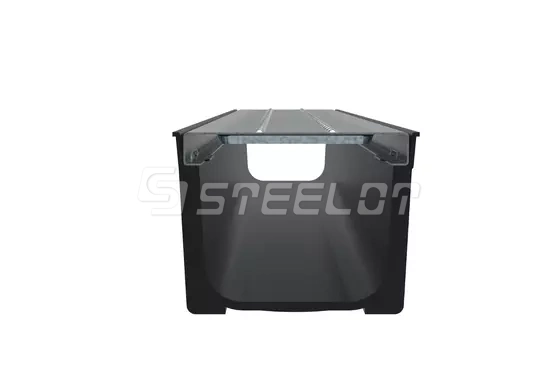 Лоток пластиковый SteePlain DN100 H100 в комплекте со стальной оцинкованной решеткой кл. А15