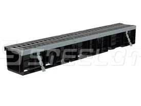 Лоток SteeProPlast DN100 H134 в сборе с усиливающей насадкой и решеткой чугунной, кл. Е600