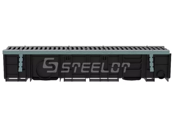 Лоток SteeProPlast DN150 H194 в сборе с усиливающей насадкой и решеткой чугунной, кл. Е600